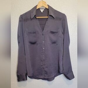 Express Women's Gray Button Down Shirt